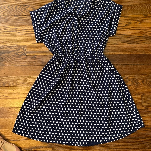 Polka Dot Navy Dress. Vintage Style. Classic. - Picture 6 of 6